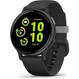 Garmin Vvoactive 5, Health and Fitness GPS Smartwatch, AMOLED Display, Up to 11 Days of Battery, Slate Aluminum Bezel with Black Case and Silicone Band