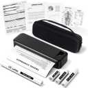 Portable Printers Wireless for Travel, A285M Bluetooth Inkless Thermal Printer Support 8.5" X 11" US Letter, Mobile Printer for Phone Laptop, with Case & 4 Rolls Thermal Paper, for Home Office Receipt