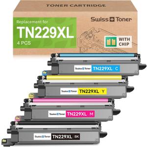 Compatible TN229XL TN229 Toner Cartridges 4 Pack Replacement for Brother MFC-L3720CDW MFC-L3780CDW HL-L3280CDW HL-L3220CDW HL-L3300CDW Printer, BK/C/M/Y