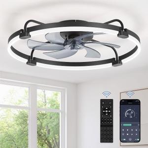 LEDIARY 26" Ceiling Fans with Lights and Remote, Low Profile Led Fan Light
