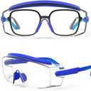 Anti Fog Safety Glasses Safety Goggles Over Glasses Protective Glasses with Anti Scratch Lenses Adjustable (Blue)