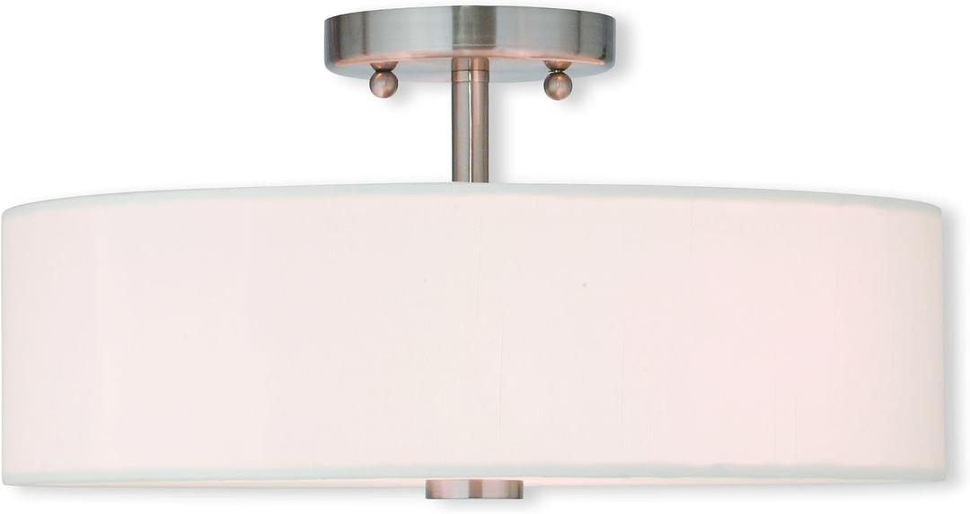 Livex Lighting 51054-91 Flush Mount, Brushed Nickel, 15"L x 15"W x 7.75"H