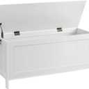 HOOBRO Toy Box, Retro Wooden Look Storage Chest with Safety Hinge, Entryway Storage Bench Supports 220 lb, 39.4 x 15.7 x 18.9 Inches Toy Chest Organizer, Easy Assembly (White)