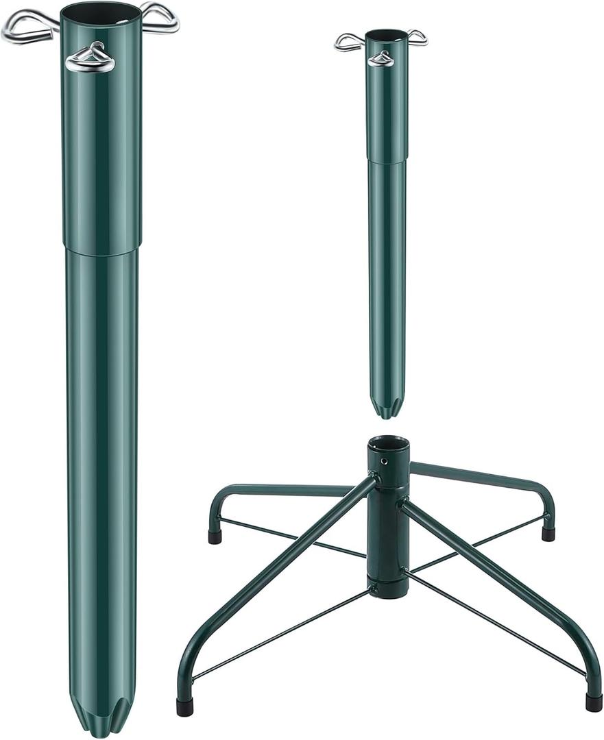 14.8" Christmas Tree Height Extender with 3 Fixing Screws, Fits 0.5-1.25 Inch Tree Poles, Make Christmas Tree Taller for 4.5 Ft to 7.5Ft Artificial Trees, Seasonal Indoor Decor (Green)