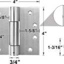 3 Pack 4" x 4" Self Closing Door Hinges, Spring Hinges, Stainless Steel