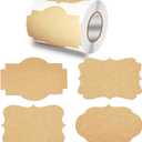 2" x 3" Kraft Paper Gift Labels Stickers,300 pcs 4 Styles Labels Craft Presents Stickers,for Presents Cosmetic Decoration Jars Food Craft,Write on Holiday Present Labels Gift Tags.Brown-Kraft