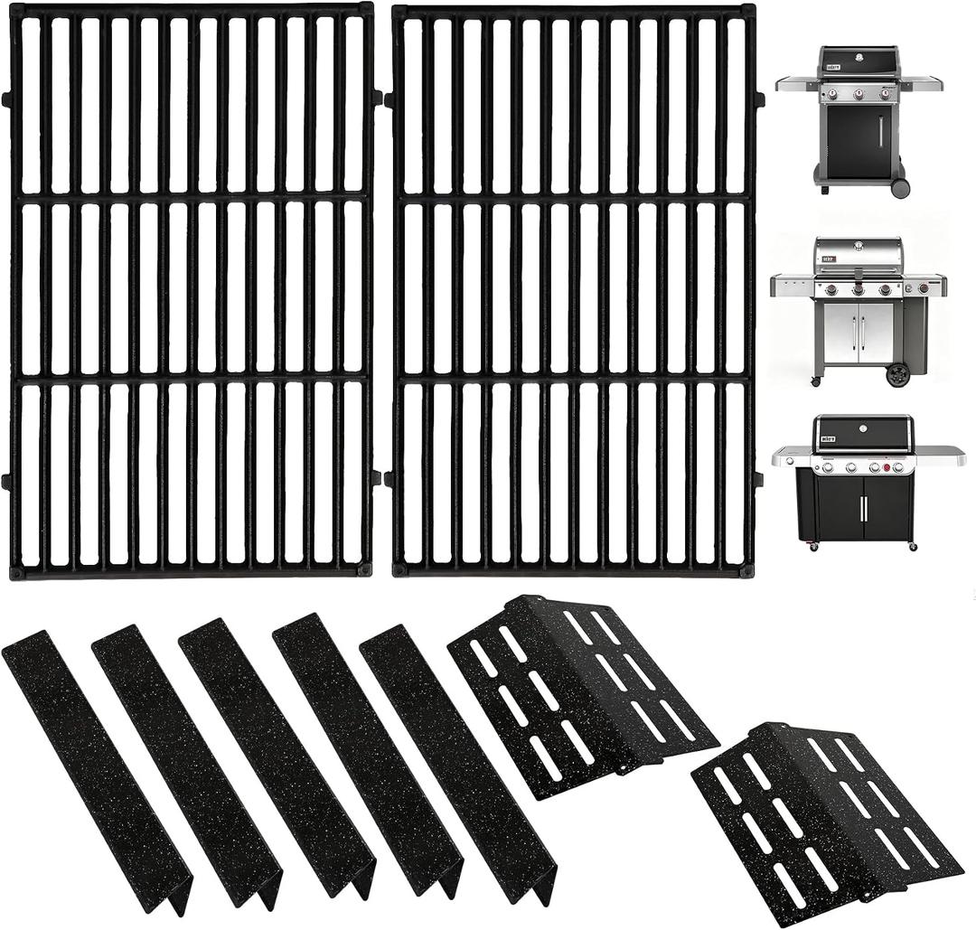 Grill Replacement Parts Kit Genesis 300 Series Front Control Knobs Grills, Flavorizer Bars7621 62784, Cooking Grates 7524 & HeatDeflectors 7622, Fit E310 E320 E330 S310 S320S330