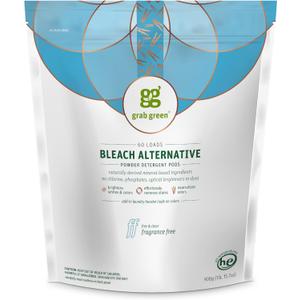 Grab Green Bleach Alternative Pods, 60 Count, Chlorine Free, Fragrance Free, Plant and Mineral Based, Laundry Booster to Brighten Whites, Removes Stains, Neutralizes Odors