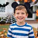 Bear Ears Headband Tail Set, Bear Costume Headband for Adults Women Men for Halloween Party Headwear Accessory (One Size, Black)