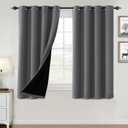 H.VERSAILTEX 100% Blackout Curtains for Bedroom Thermal Insulated Blackout Curtains 54 inch Length Full Light Blocking Curtains for Living Room with Black Liner 2 Panels Set, Grey