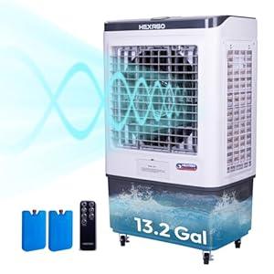 Swamp Cooler, 7500 CFM Evaporative Air Cooler with 3-Speed, Remote Control, 24H Timer, 13.2 Gallon, 9 FT Cord, Portable swamp cooler for Indooor Outdoor Patio Garage Use, ETL Safety Listed