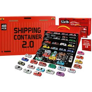 48PCS Alloy Die-Cast Mini Cars Set with Storage Container – Shipping Box Design, Pull-Out Display Trays, Educational Toy for Kids Ages 3+ 48PCS Alloy Die-Cast Mini Cars Set with Storage Container – Shipping Box Design, Pull-Out Display Trays, Educational Toy for Kids Ages 3+