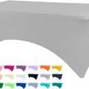 4ft Table Cover Fitted, Sliver Gray Spandex Table Covers, Washable and Wrinkle Resistant Stretch Tablecloths Rectangle for Events, Wedding, Banquets, Parties (48" x 30" (Rectangular))