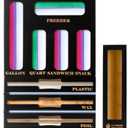 Calmbee 9 in 1 Bamboo Storage Bag Organizer for Kitchen Drawer  Plastic Wrap Dispenser with Cutter & Foil Organizer, Wooden Baggie Organizer for Sandwich, Snack, Gallon, Quart Sizes, Black