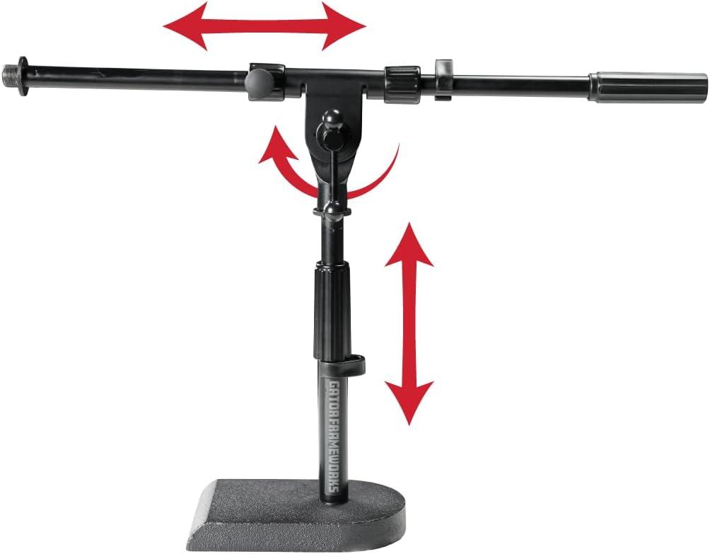 Gator Frameworks Rok-It Series Low-Profile Microphone Stand with 16" Adjustable Boom Arm, Ideal for Bass Drums and Guitar Amps (RI-MIC-200)