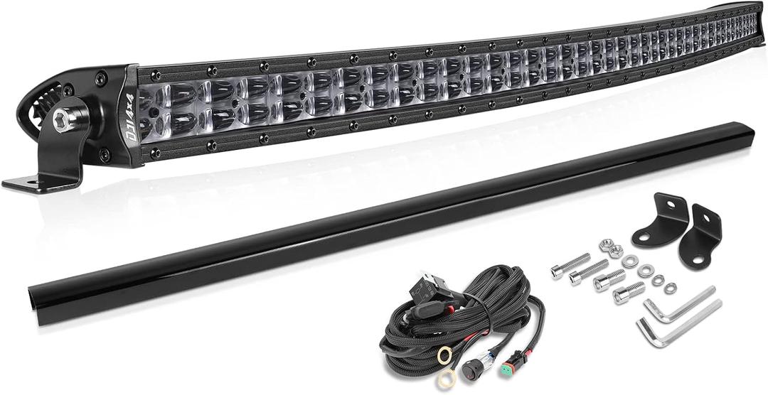 40 Inch Curved LED Light Bar, Niking Auto Super Slim 360W Off Road Dual Row LED Driving Light Spot Flood Combo Work Light Roof Bumper Bar for Trucks UTV ATV SUV RZR Wrangler JK JL Boat