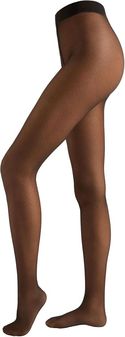 CALZEDONIA Woman's Diamond Sheer Tights (Black - Black)