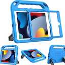 Kids Case for iPad 9th/8th/7th Generation (iPad 10.2 Inch, 2021/2020/2019) with Built-in Screen Protector, Durable Shockproof Handle Stand iPad 9th 8th 7th Generation Case for Kids, Blue