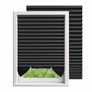 Temporary Shades Blackout Pleated Paper Blinds 35" W x 59" H Black 4PCS 