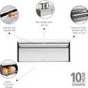 Brabantia Rectangular Fall Front Bread Box | Matt Steel | Large Metal Front Opening Bread Store for Kitchen Countertop | Flat Top for Extra Storage, Magnet Closing Lid | Fits 2 Loaves