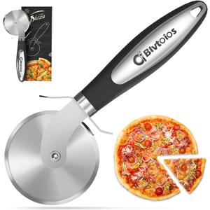 Premium Pizza Cutter, Multi-Purpose Stainless Steel Pizza Cutter Wheel with Non-Slip Soft Touch Handle, Perfect for Cutting Pizza, Dough and Pastry, Dishwasher Safe