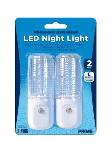 Prime Wire & Cable NLAE332P Automatic Night Light White LED, 2-Pack