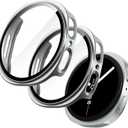 JETech Case with Screen Protector for Samsung Galaxy Watch 8 44mm, Overall Protective Cover, Built-in Tempered Glass Film High Sensitivity, 2 Pack (Silver)