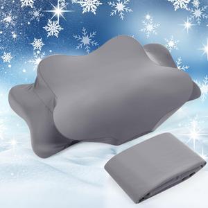 Hahafelt Cooling Cervical Neck Pillowcase Cover (Only Pillow Case) Ergonomic Pillowcase with Zipper Breathable Contour Pillow Cover for Side Back Stomach Sleepers(Dark Gray,Standard Size)