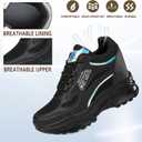 AONEGOLD Women's Hidden Wedge Sneakers High Heeld Lace Up Fashion Lightweight Walking Shoes Platform Sneakers(Black-38,5-5.5 US)