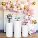 3Pcs White Cylinder Pedestal Stands, Thickened PVC Round Pedestal Display Plinth Pillars for Wedding Birthday Babyshower Decoration Art Decor
