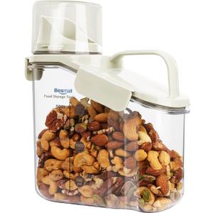 Cereal Containers Storage with Pour Spout Airtight Food Storage Containers with Lid Air Tight Cereal Dispenser Sealed Kitchen Canisters for Nuts Flour Sugar Beans Dry Food, Bpa Free 1.6L
