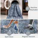 SERISSA 2x3 Washable Small Entry Rug,Soft Non Slip Indoor Boho Throw Rug for Entryway Kitchen Bedroom Dorm Bedside Front Door,Moroccan Geometric Carpet,Blue Grey