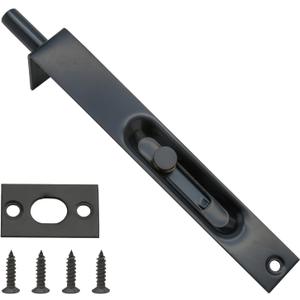 Stainless Steel Door Flush Bolt Latch 6 Inch L Type Lever Action Flush Slide Lock Bolt, Black