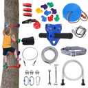 200 FT Zipline for Backyard Kids and Adults, Adjustable Zip Line Kit for Adult Outdoor 390 LBS Removable Non-Slip Trolley Play Playground Entertainment
