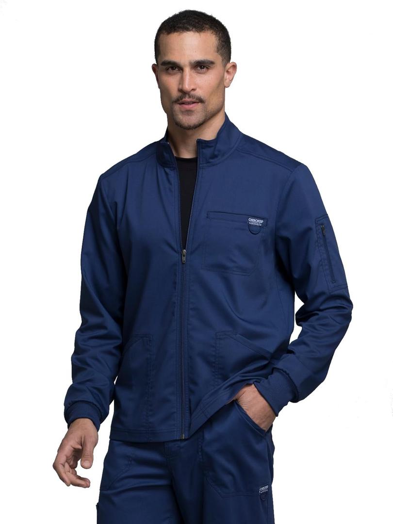 Cherokee Men Warm up Scrub Jacket with Zip Front WW320 (XX-Large Big, Navy)