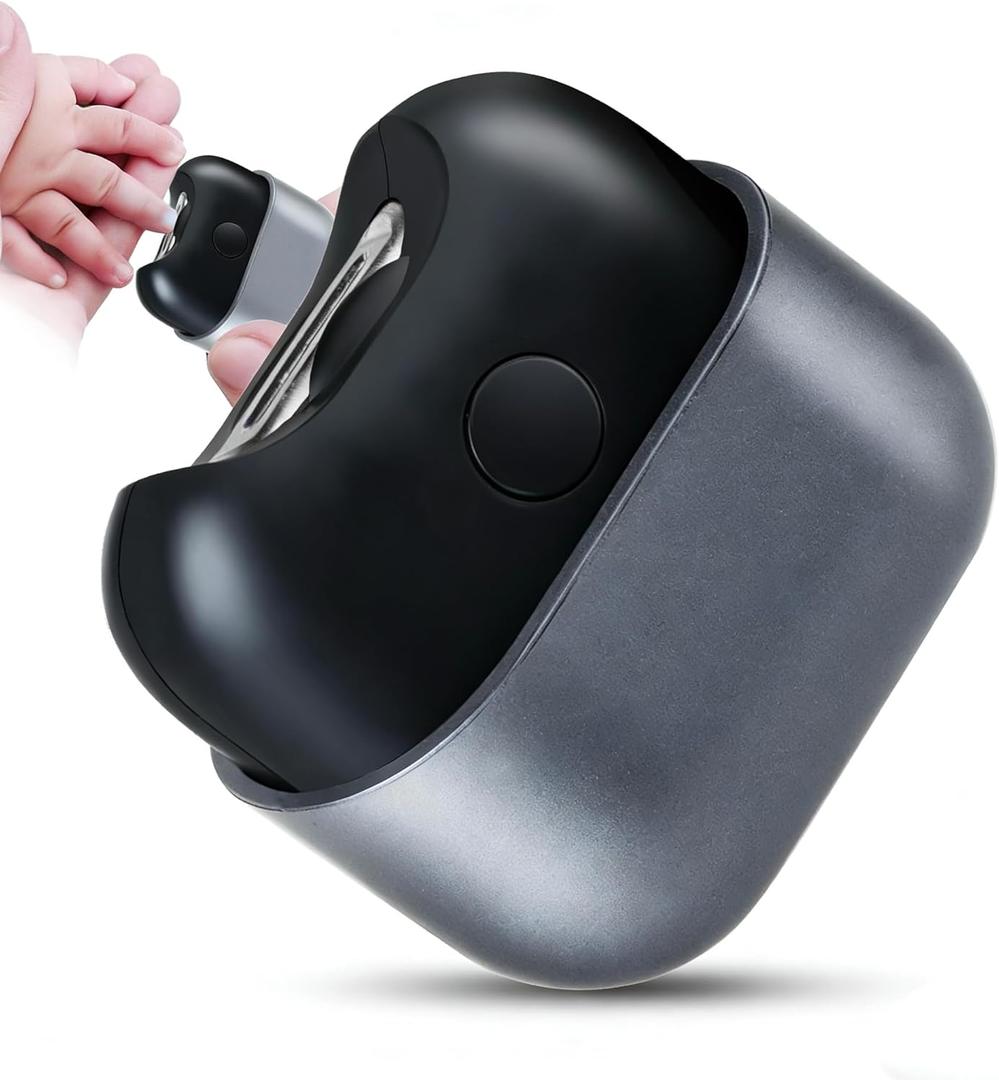 Electric Nail Clipper with Light, Automatic Nail Clipper Rechargeable with 2 Speeds and Nail Chip Storage for Babies, Children, Adults, Caregivers and Seniors