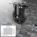 6 Inch Caster Wheels Heavy Duty Casters with Brake, Casters Set of 4 Loading 3000 Lbs, Locking Industrial Swivel Top Plate Casters Wheels for Furniture and Workbench Cart(Two Hardware Kits Included)
