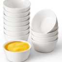 Porcelain Dipping Bowls Set, 12 Pack Ceramic Soy Sauce Dish, 2.7 Oz White Small Dip Bowl, Mini Serving Bowl for Side Dishes, Ketchup, Appetizer, Soy, Sushi, BBQ Party, Condiment (Round)