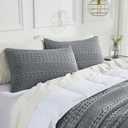 VHC Brands 100% Cotton Waffle Weave Dark Gray Standard Sham Set of 2 20x26, Decorative Throw Pillow Covers/Shams, Boho Farmhouse Bedroom Decor