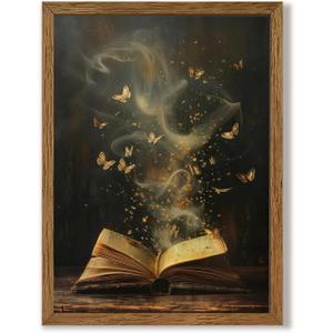 Urmoya Vintage Reading Book Wall Art, Library Wall Decor, Book Art Prints for Living Room Bedroom Office Home Decoration 12x16 inch Wood Framed Ready to Hang