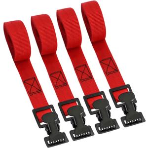 XSTRAP STANDARD 4pk 1" x 5-1/2ft JUST Clip All-Purpose Lashing Strap, Alligator Thumb Buckle Cargo Secure Utility Webbing, Red