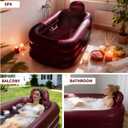 Inflatable Bathtub for Women, with Pillow Headrest - Portable Foldable Freestanding Hot Spa Bath Tub, Elegant Indoor One-Person Soaking Tub for Self-Care & Relaxation,Burgundy