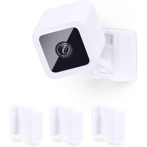 BRAINWAVZ 3 Pack Wall Mount for Wyze Cam V3 & V4, Adhesive VHB Stick On - Easy to Install, No Tools Needed, No Mess, No Drilling, Strong Adhesive Mount, White (Wall Mount - 3 pack)
