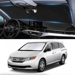 Custom Fit Odyssey Windshield Sunshade for 2011-2016 2017 Honda Odyssey LX EX EX-L Touring Elite Accessories Front Window Shades Cover for Windshield Sun Visor Protector 210T Reflective Block UV Rays