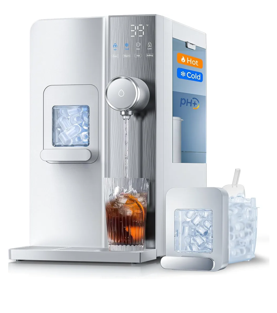 Ice Maker Water Filter Dispenser, 3 in1 Countertop Instant Hot & Cold Water -7 Stage Purification with Remineralization 7 Temperature & 5 Dispensing Volume Options Portable No Installation.