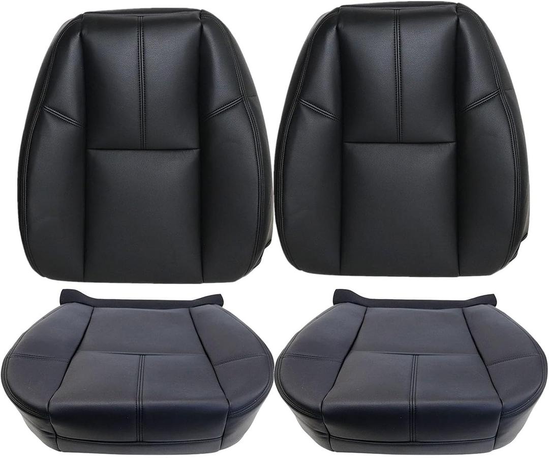 GXARTS Driver and Passenger Side Bottom and Top Lean Back Replacement Leather Seat Cover Black fit for Chevy Avalanche Tahoe Suburban Silverado GMC Sierra Yukon 2007 2008 2009 2010 2012 2013 2014