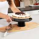 The Cake Stand 10 Inch Gloss Ceramic Pedestal Cake Stand, Modern Footed Dessert Stand for Cakes, Cupcakes, Cookies & More (Black)