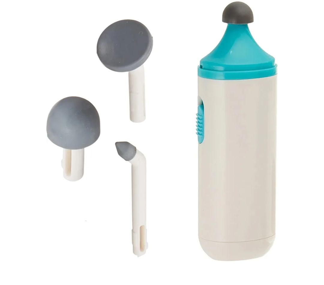 Rolyan Mini Massager with Battery, Handheld Compact Massager with Interchangeable Heads Reduces Scar Visibility, Quiet Vibration, Ergonomic Grip, Portable for OntheGo Use, Battery Operated