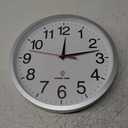 Atomic Wall Clock Modern 14 Inch Battery Operated Analog Clock Decorative for Bedroom Kitchen Bathroom Office Home Living Room (Silver)