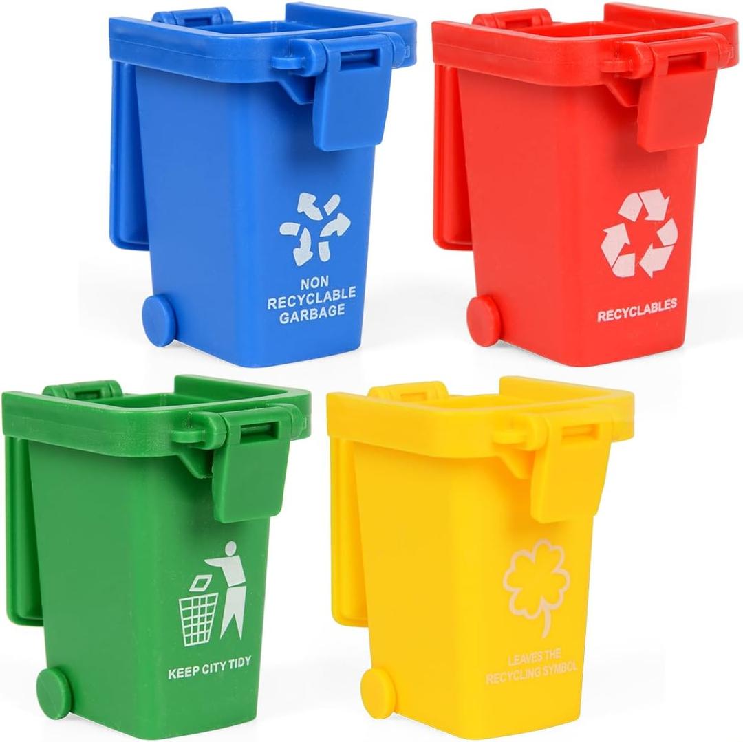Mini Size Trash Can Toy,Garbage Truck's Trash Cans, Mini Curbside Vehicle Garbage Bin Trashcan Great for Kids Toddlers (2 Inches)